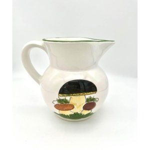 Hand Painted Mushroom Pitcher Creamer Fabbro Italy Marcia Dei Funghi 1997